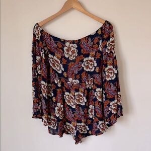 🟢 5/$25 UO x Out From Under | Bell Sleeve Off-the-Shoulder Floral Romper